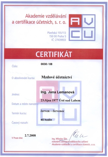 Certifikáty a školení